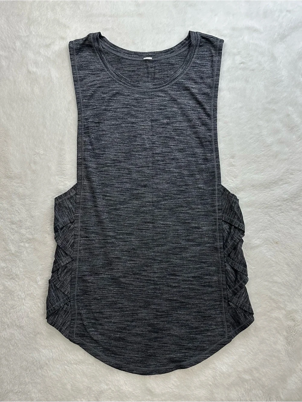 Lululemon Var-City Muscle Tank Heathered Black Size 6 Ruched Sides